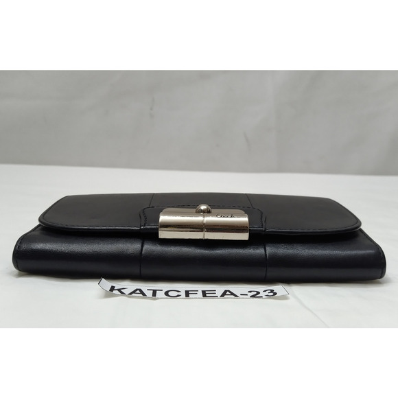 Coach Kristin Black Leather Flap Closure Credit Card ID Window Trifold Wallet - Picture 5 of 16